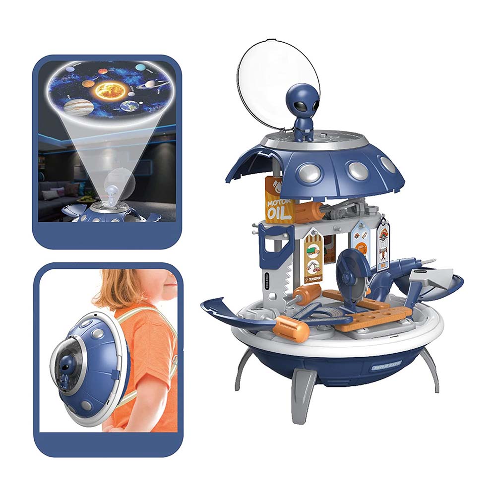 52- dielna hračkárska sada náradia UFO s projektorom-1